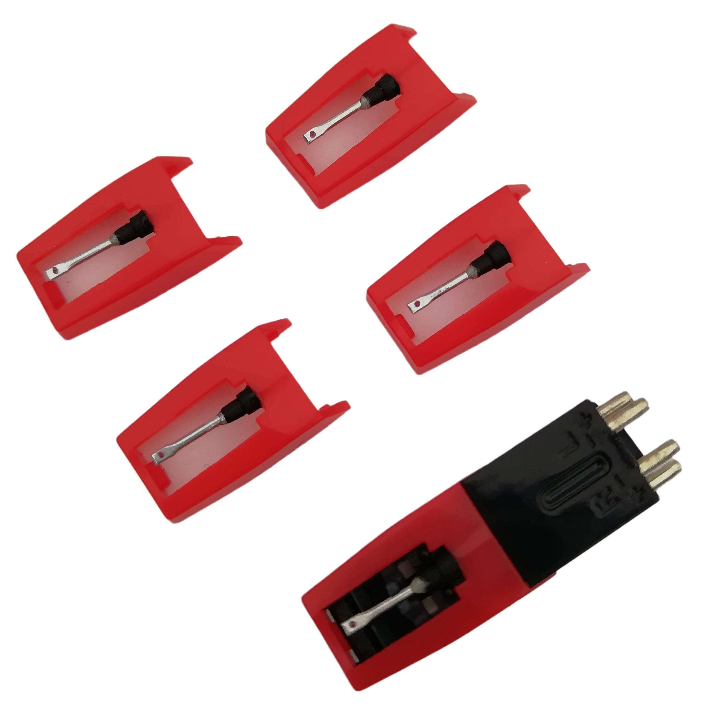 Vinyl LP Record Player Turntable Cartridge With Universal Replacement Stylus Needles for Crosley Ion Jensen Phonograph Record Player,1pcs Turntable Record Player Cartridge & 4pcs Needle Stylus 2