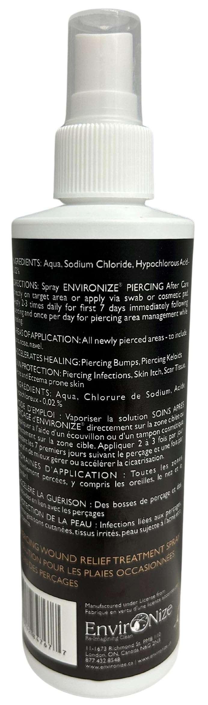 Piercing Aftercare Spray - Ear, Nose, Navel, Belly Button & Body Piercing Cleaner with Hypochlorous Acid - Piercing Aftercare Solution Formula - Ideal Hole Cleaner for Piercings - No Alcohol - 225ml 6