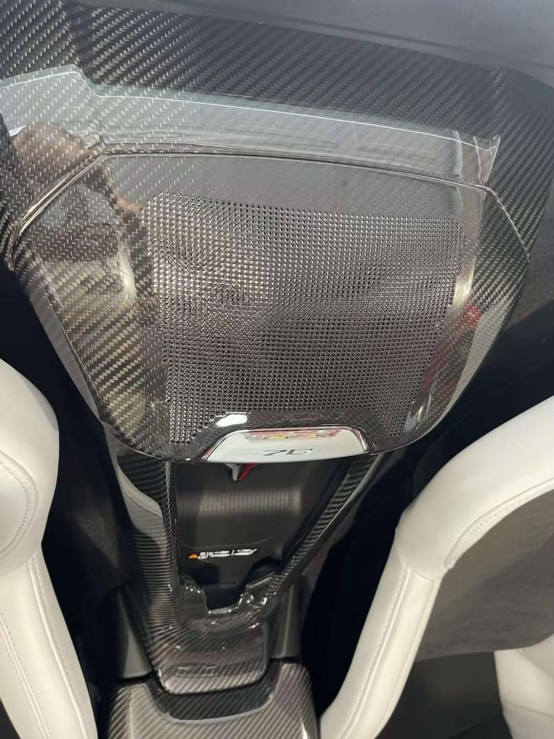 Yipmotiv Car Genuine Carbon Fiber Sound Speaker Cover for Corvette C8 Stingray Z06 Z51 HTC Coupe 2020 2021 2022 2023 2024, Interior Phone Charger Waterfall Upper Trim 4