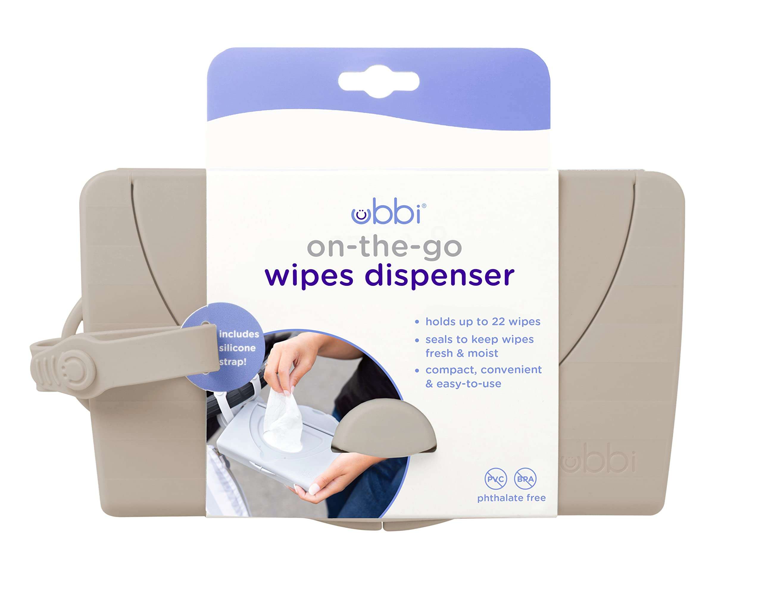 Ubbi On-The-Go Baby Wipes Dispenser and Changing Mat, Portable Diapering Accessories for Traveling with Newborns, Taupe 4