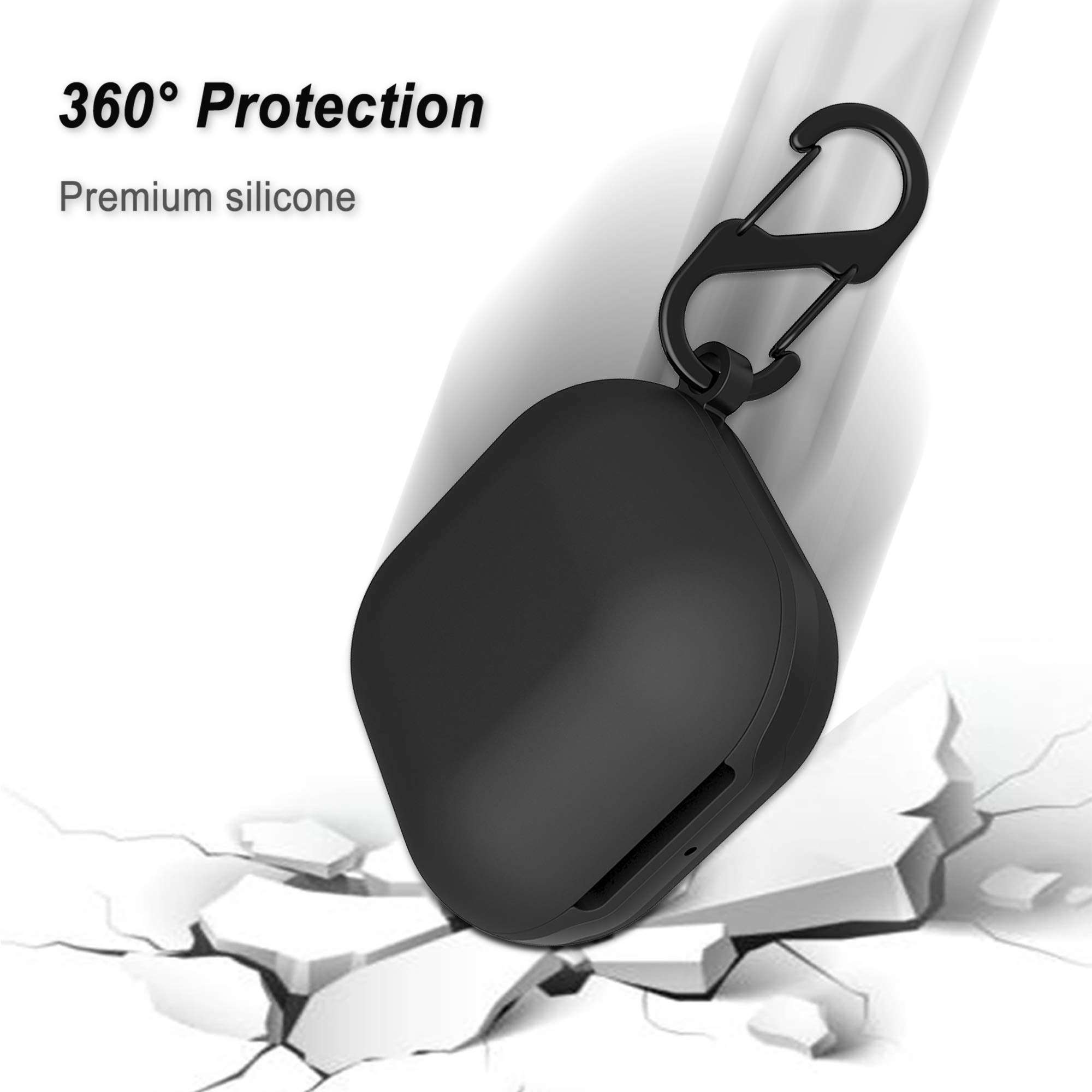 Geiomoo Compatible with Galaxy Buds Pro/Galaxy Buds Live Silicone Carrying Case, Portable Scratch Shock Resistant Cover (Black) 3