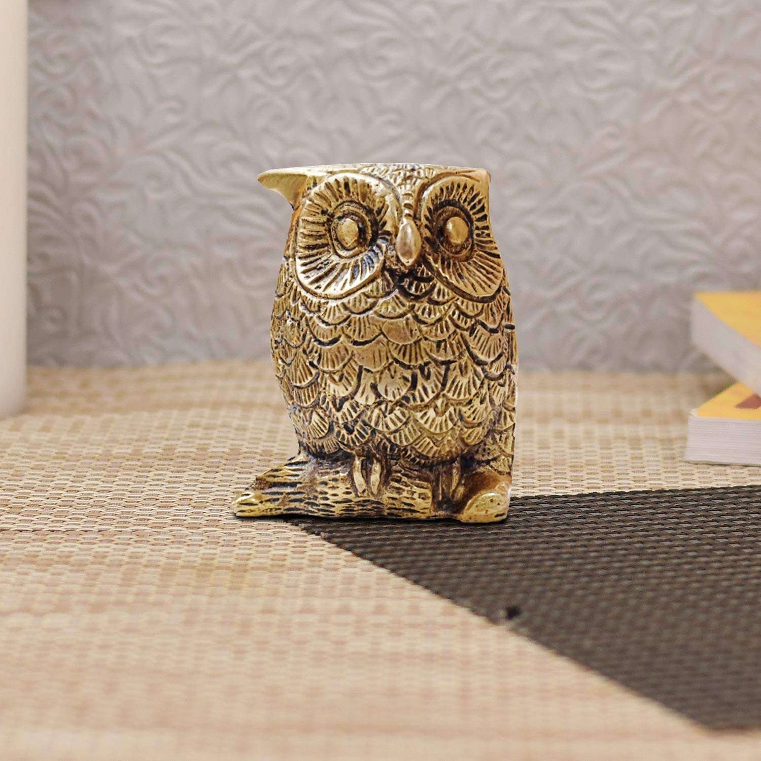 CraftVatika Brass Vintage Owl Bird Decorative Showpiece for Home Decor, Living Room, Table Top , Diwali Decoration & Diwali Gifts (3 x 2.5 x 1 inches) 5