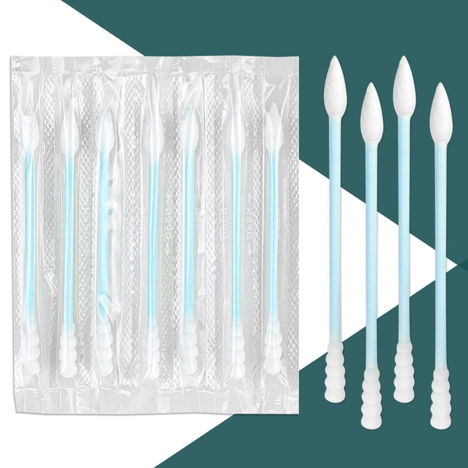 300 Count Individually Wrapped Cotton Swabs, Travel Cotton Swabs, Cotton Stick, Spiral Pointed Cotton Swab, Individually Wrapped Spiral Pointed Swabs for Ear,Makeup,Clean (Blue) 1