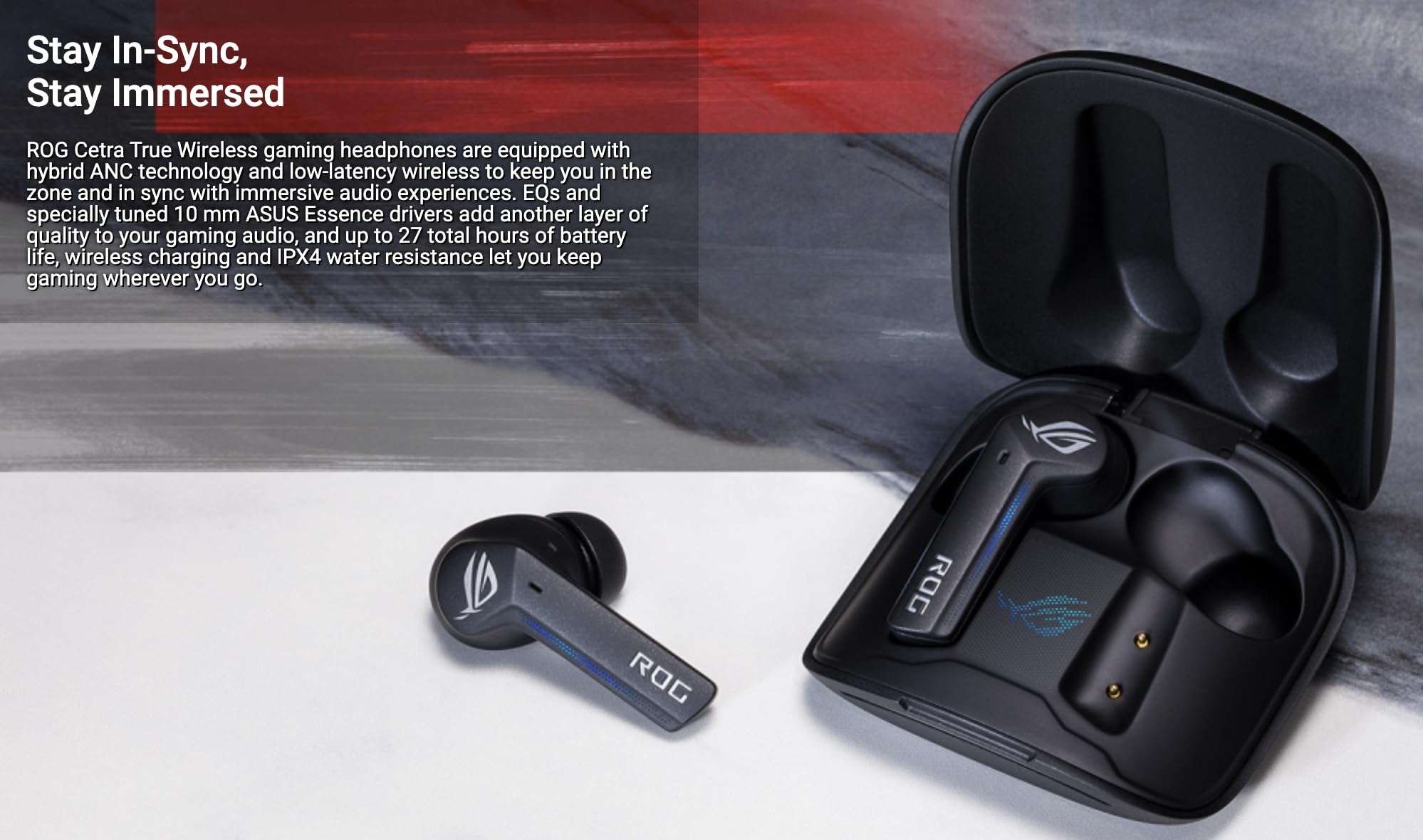 ASUS ROG Cetra True Wireless Gaming Headphone, Bluetooth, Driver Size 10 mm, Frequency Response 20 Hz - 20 KHz, Omnidirectional, Microphone Frequency Response 100Hz - 10KHz, Noise Cancellation. 6