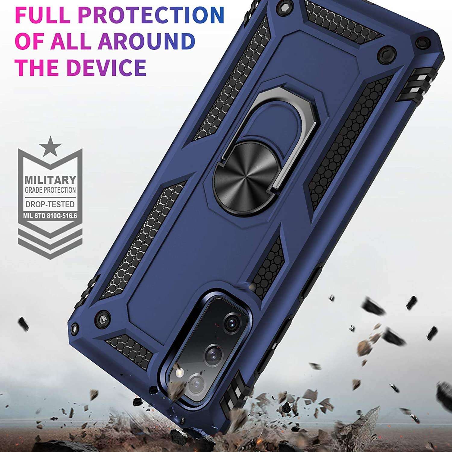 TaiY Samsung Galaxy S20 FE 5G Case - Rugged Hybrid Armor Anti-Scratch Shockproof Kickstand Case Compatible Magnetic Car Mount Ring Grip Cover for Samsung Galaxy S20 FE 5G - Blue 5