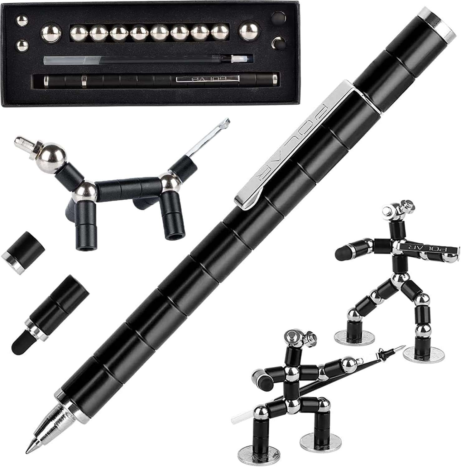 GDNK Blue Color Magnetic Pen Magnetic Pen Decompression Magnetic Metal Pen Toy Pen with Magnetic Rings and Steel Balls Multifunction Writing Magnet Pen Toys Gifts for Kids (Black) 1