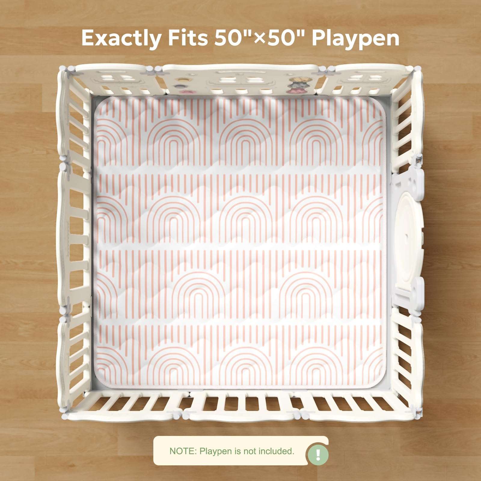 Mallify Baby Play Mat 50"x50", Non-Slip Baby Mat for Floor, Soft Thicker Playpen Mat, Portable Playmat, Crawling Mat for Infants, Babies, Toddlers, Activity Mat, Pink 6