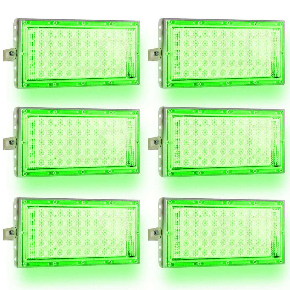 MLD 60 watt Led Brick Flood Focus Light for 50LED Base IP65 Outdoor Indoor Waterproof with Green Lamp - 60W 220V AC Pack of 6 1