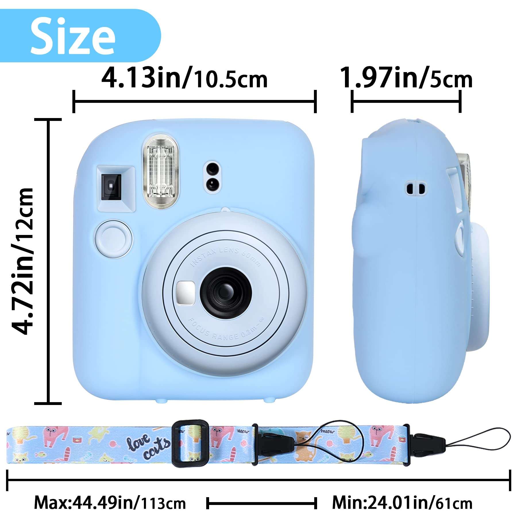 Aenllosi Hard PU Case for Fujifilm Instax Mini 12/11 and Silicon Case for Instax mini 12 5