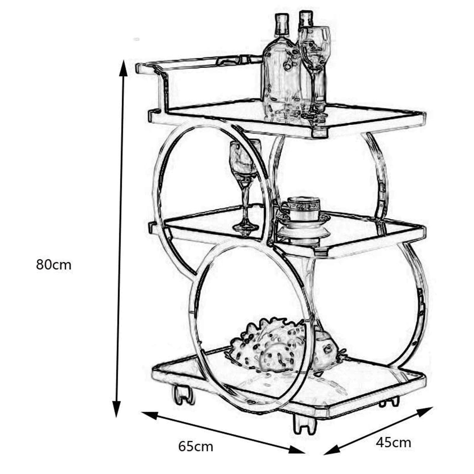 FDFDF Service Cart Storage Trolleys Four Wheels Portable Tool Storage Cart Shelf Trolley,Stainless Steel Rack Simple Fashion Mobile Convenient Hotel Restaurant 4