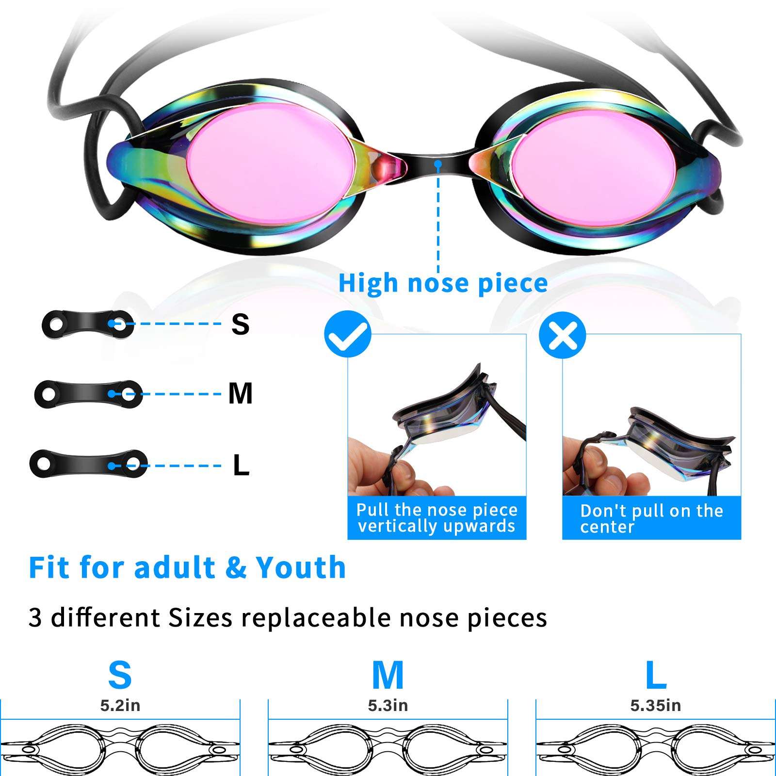 Freela Swim Goggles 2 Pack, Swimming Goggles for Adult Men Women Youth, Ultra-Low Profile Design, Anti Fog, No leak, Competitive Racing Swim Goggles for Competition, Training, Daily Swimming 2