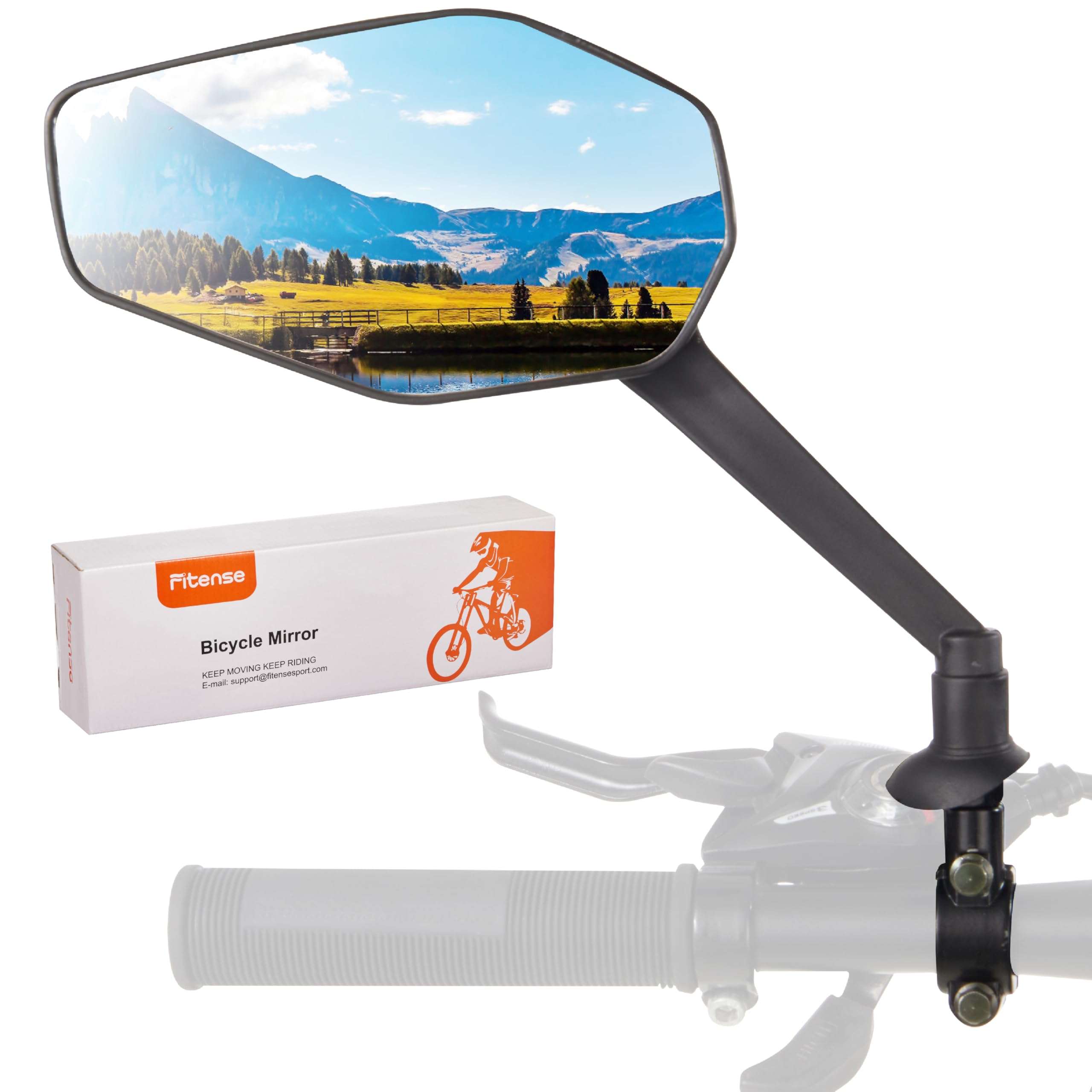 Bike Mirror, Bike Mirror Handlebar Mount, 360° Adjustable Safety Rear View Mirror, Scratch Resistant Glass Lens, Fit for Mountain Bike, Road Bike, E-bike, Scooter, Left Side 1