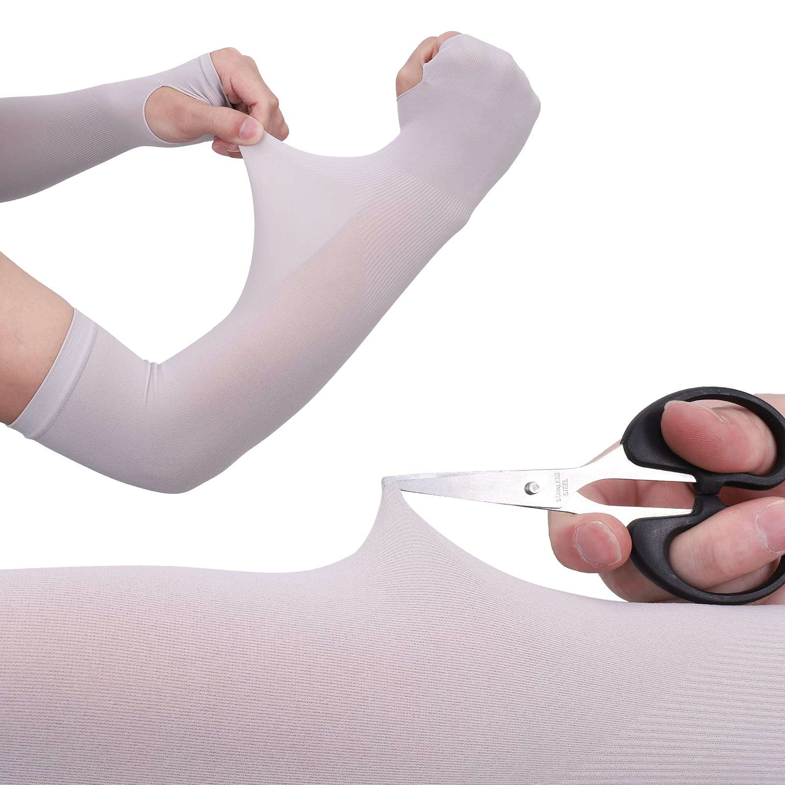 CREPUSCOLO 3 Pairs UV Sun Protection Arm Sleeves- Ice Silk Cooling Sleeves with Thumb Hole Comfortable Long Sleeves Cover Compression Tattoo Cover Sleeves for Men Women Outdoor Sports Cycling Hiking 5