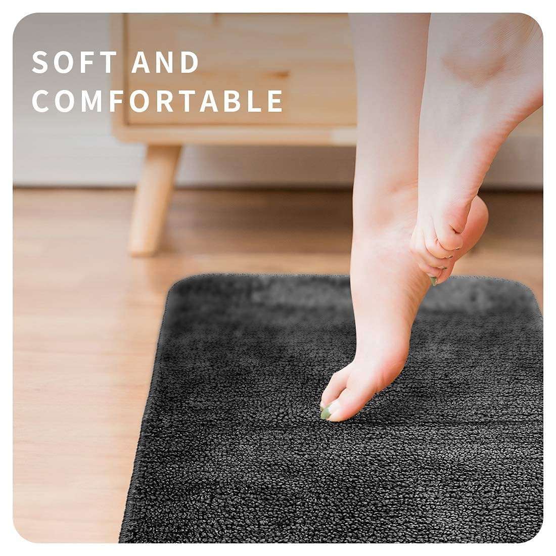 Scores Micro Anti Slip Striped Bath Mat, Doormats & Entrance gate Combo Pack of 2 pcs (Grey) 4