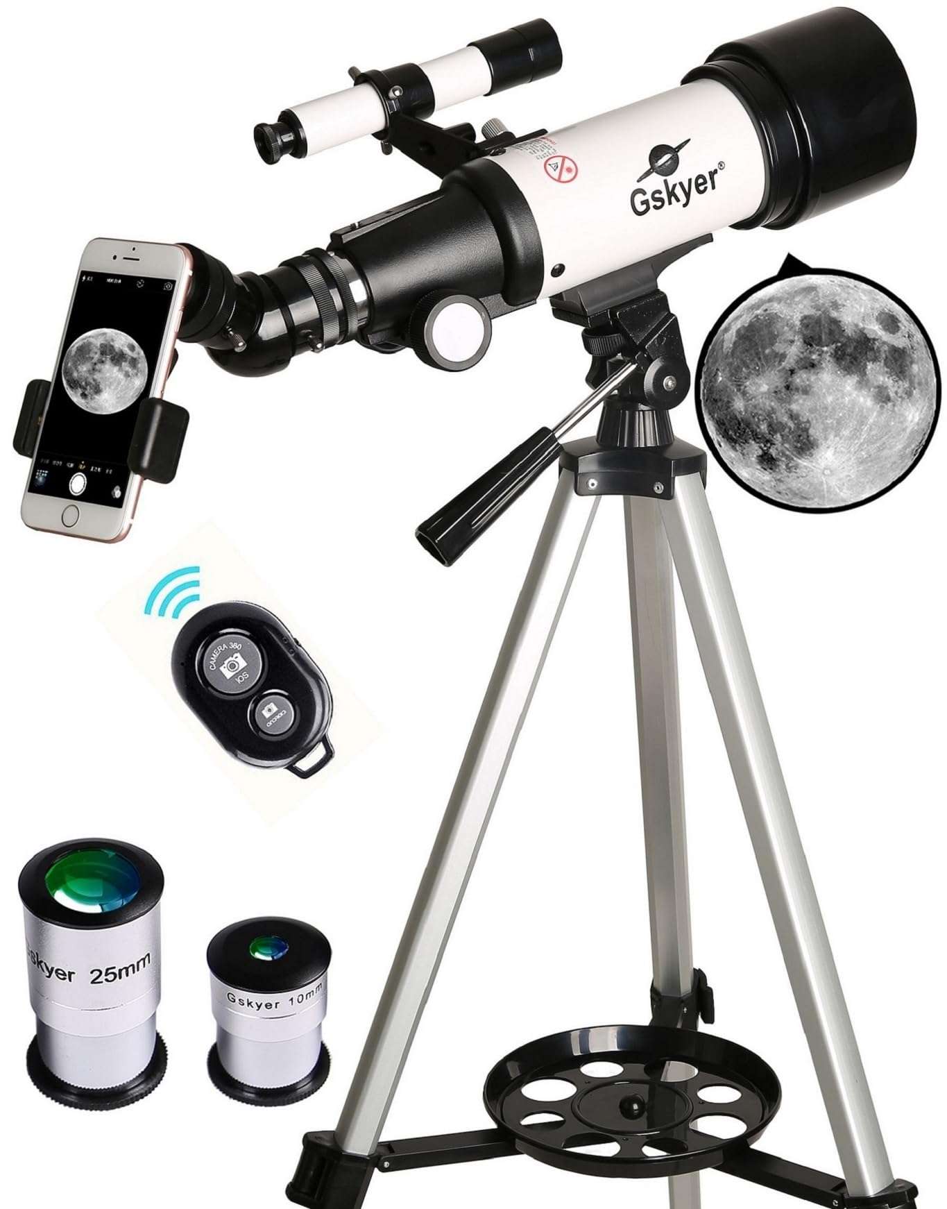 Gskyer Telescope, 70mm Aperture 400mm AZ Mount Astronomical Refracting Telescope for Kids Beginners - Travel Telescope with Carry Bag, Phone Adapter and Wireless Remote. 1