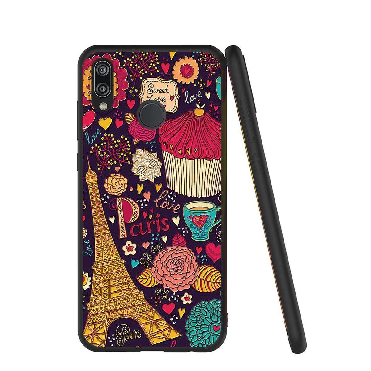 Yoedge Case for Huawei P20 Lite, Slim Soft Silicone Gel TPU Case Shockproof Luxury 3D Relief Floral Printing Pattern Back Cover Bumper for Huawei P20 Lite (Tower) 1