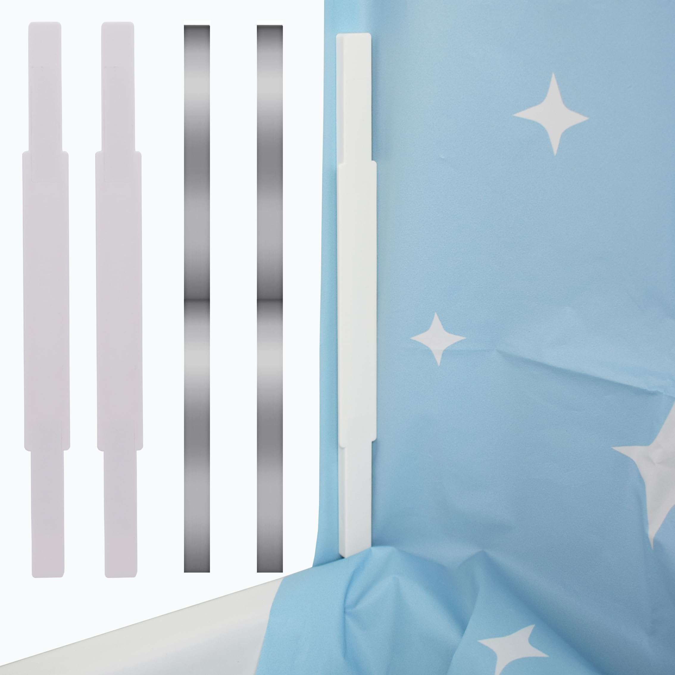 YYST Magnetic Lock for Shower Curtain, Windproof Shower Curtain Sealer, Lock, Shower Curtain Weights, Bathtub Clips - Keep Water in, No Blowing in,No Wet Curtains Cling to Your Body (white-2sets) 1