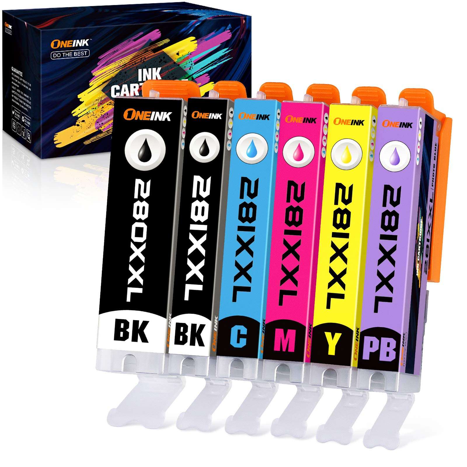 ONEINK Compatible Ink Cartridge Replacement for Canon PGI-280XXL CLI-281XXL PGI 280 XXL CLI 281 XXL for Canon PIXMA TS9120 TS8120 TS8220 TR8520 Printer, 6 Pack (1PGBK, 1BK,1B, 1C, 1M, 1Y) 1