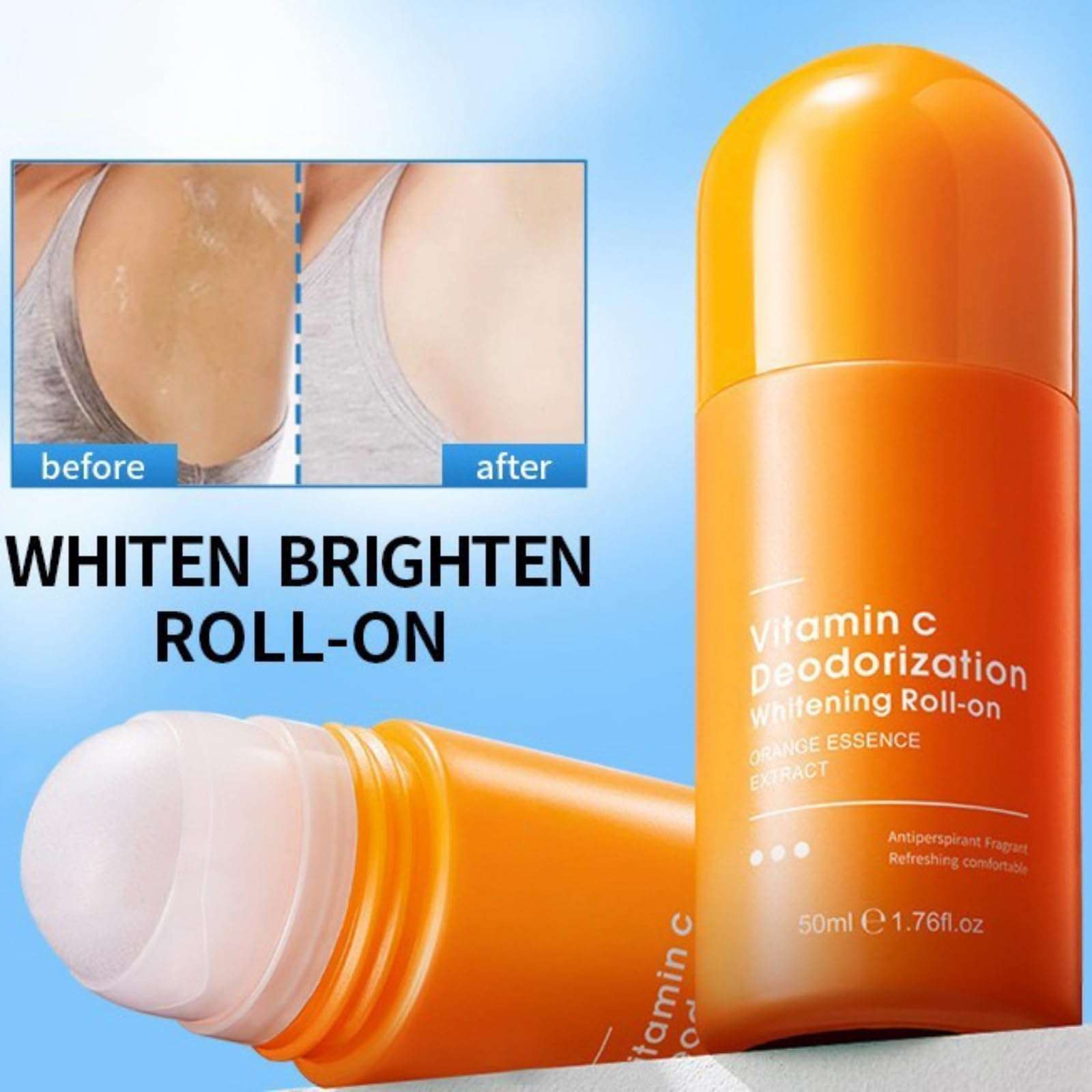 NAOLVE Vitamin C Roll-On Deodorant For Women & Men - 72H Odor Control With Antioxidant Power, Aluminum-Free & Alcohol-Free For Sensitive Skin, Natural Freshness, Non-Sticky Formula 6