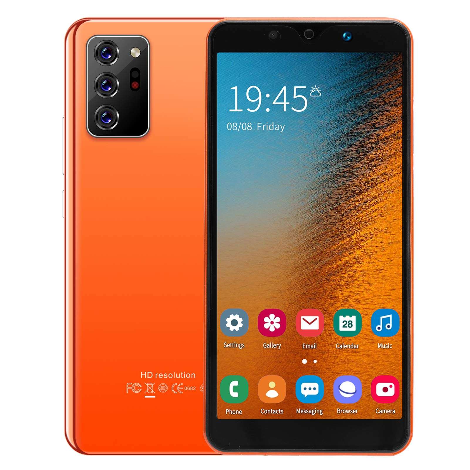 Zyyini Note30 Plus Unlocked Smartphone, 5.72 Inch HD Full Screen Phone, Dual SIM, 512MB + 4GB, 2MP + 5MP Camera, Face Unlock, with WiFi+BT+FM+GPS, with Earphone(Orange) 1