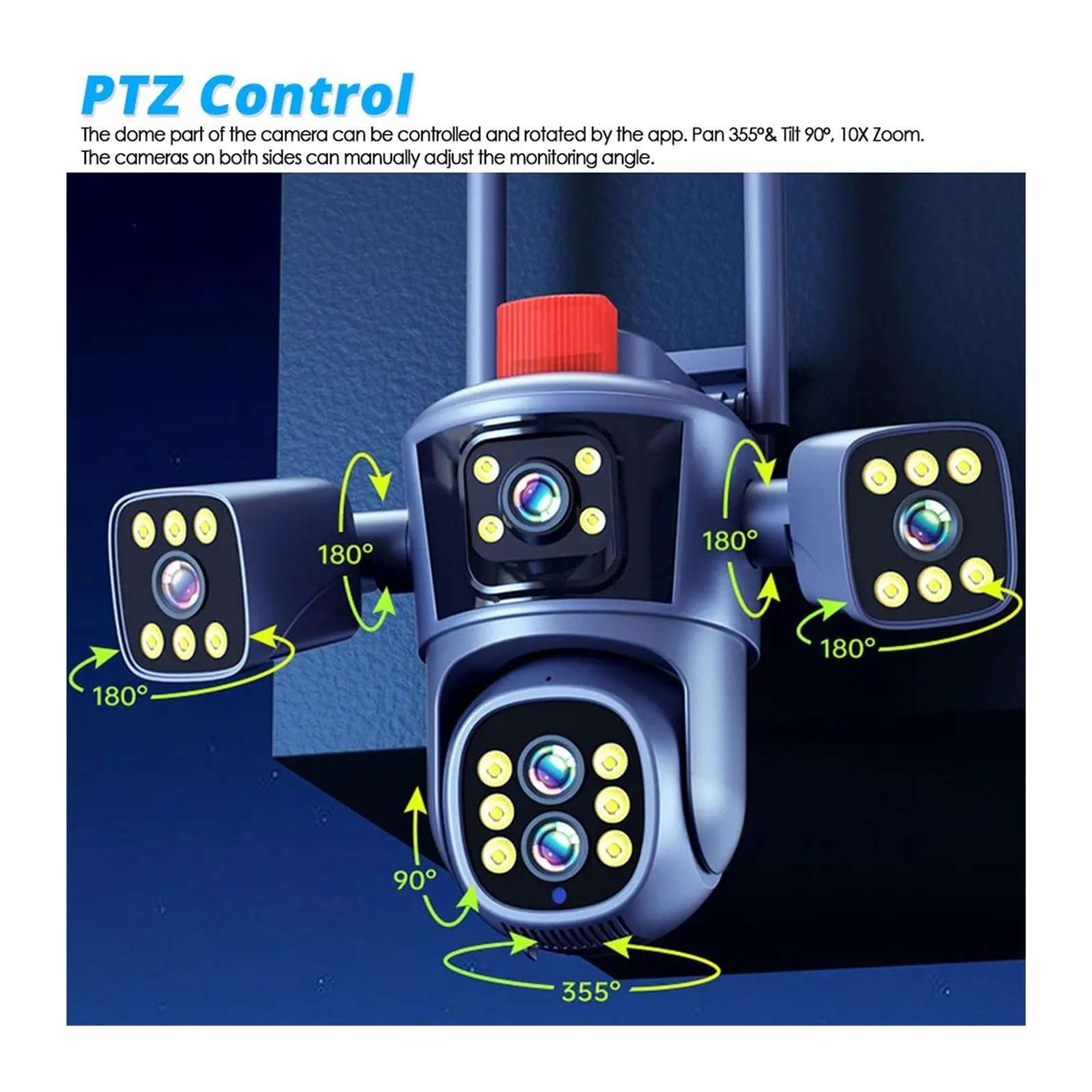 QDVOPHZA 20MP 10K Security Protection Camera WiFi Outdoor 10X Zoom Five Lens Four Screens CCTV Video Surveillance Auto Tracking PTZ Cam(U/K,10K 10XZoom Add 128G) 5