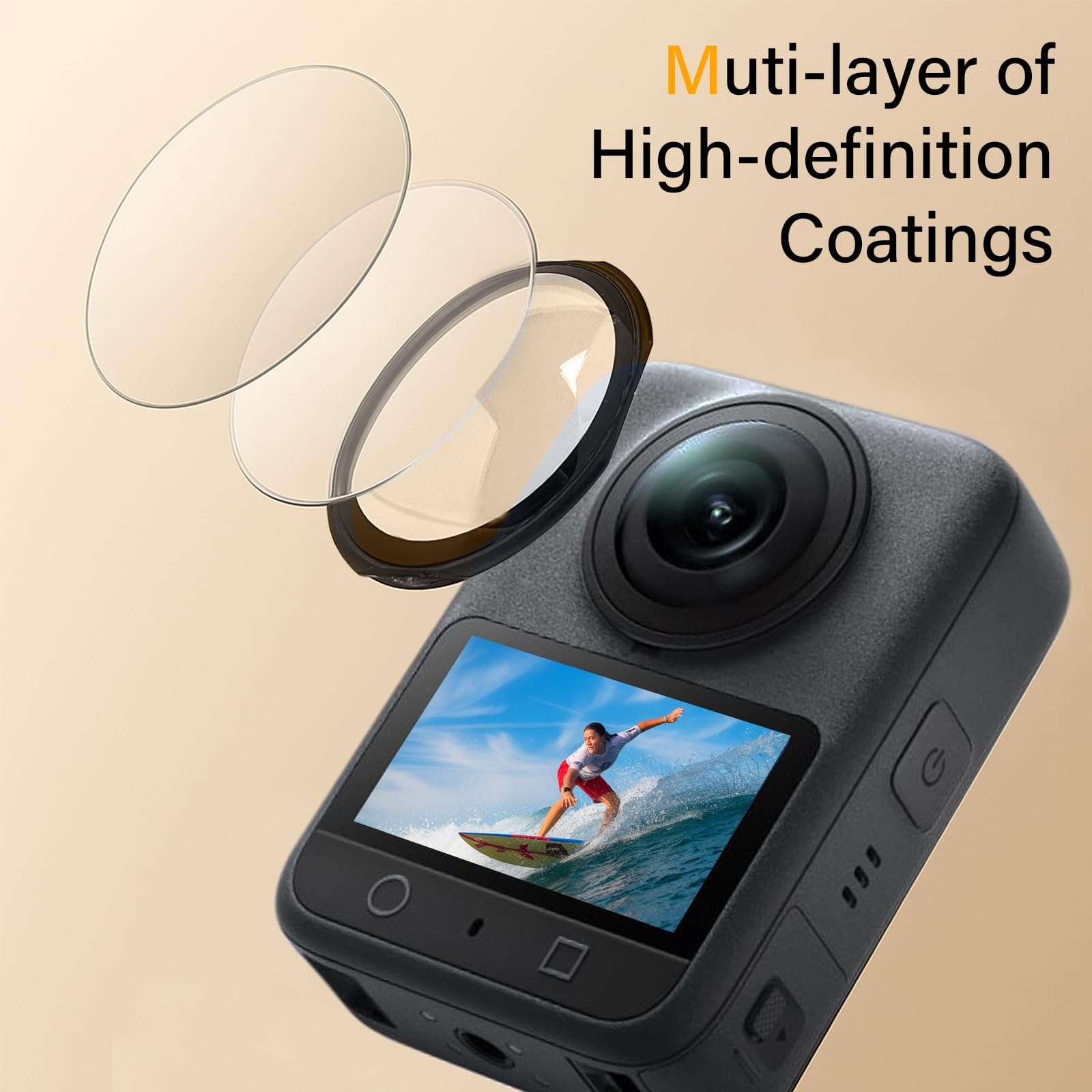 JZW-Shop Glass Lens Guard with 2 Pack Screen Protectors Compatible with DJI OSMO 360 Camera, 9H, Scratch Protection, Anti-Fingerprints, Bubble-Free, HD Clear 4