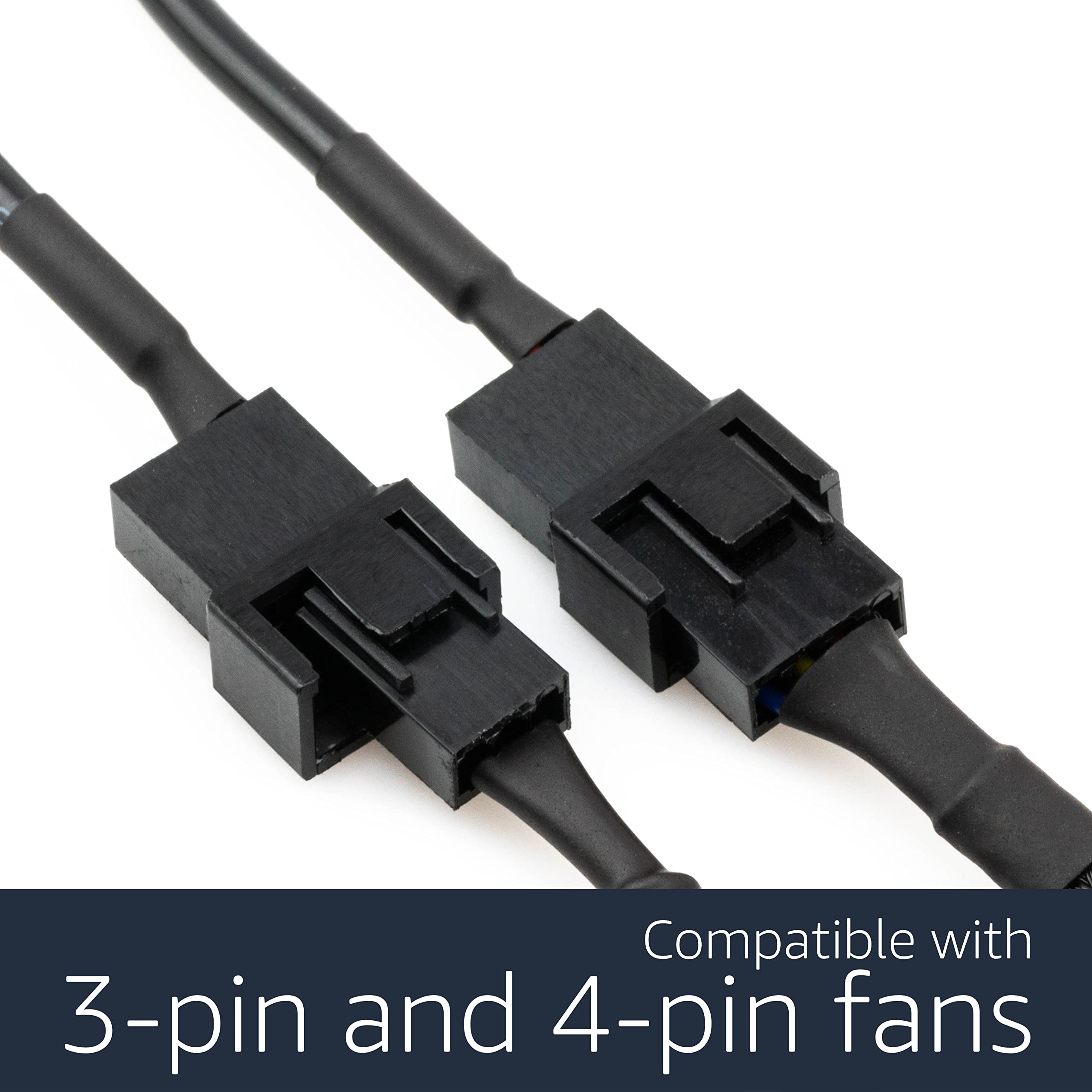 CRJ DC Plug to Dual PC Fan Power Adapter Cable - 12-inch (30cm) - Power Two 3-Pin & 4-Pin Computer Cooling Fans with a DC Power Supply 3