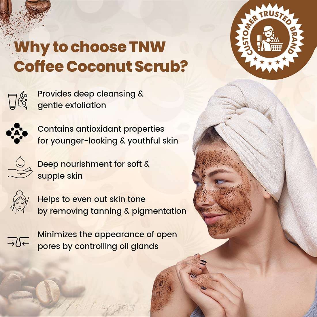 TNW-The Natural Wash Coffee Coconut Scrub and Lip Scrub for Gentle Exfoliation of Skin and Lips | For Removal of Dead Skin Cells | Chemical-Free Products with Natural Ingredients 3