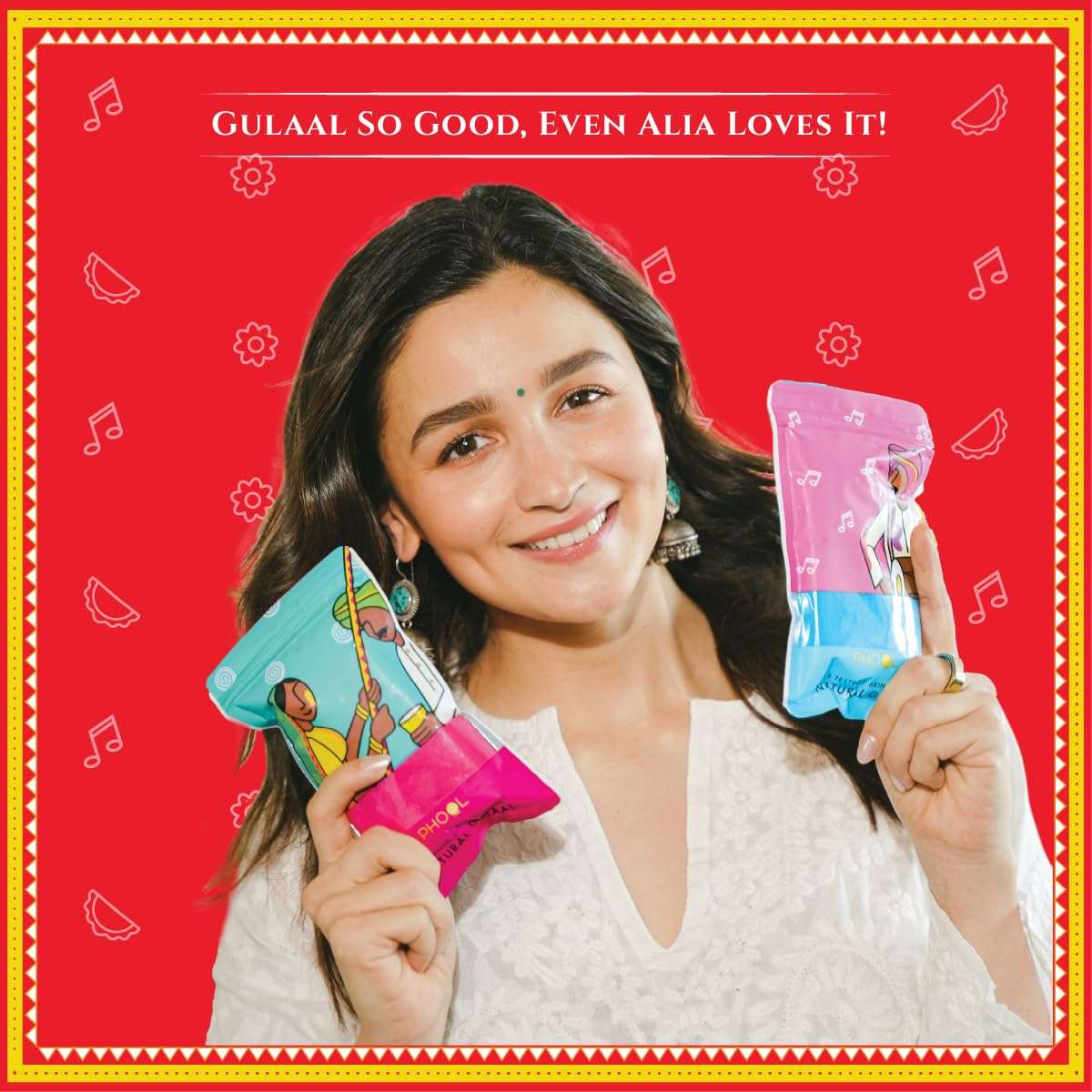 Phool Double Dhamaal Natural Gulal Pack (Yellow + Red) | 150 GMS Natural gulal Holi Colors | Skin Safe gulal with Certificate | Holi Gulal Pack for Kids & Family | Interactive Card 3