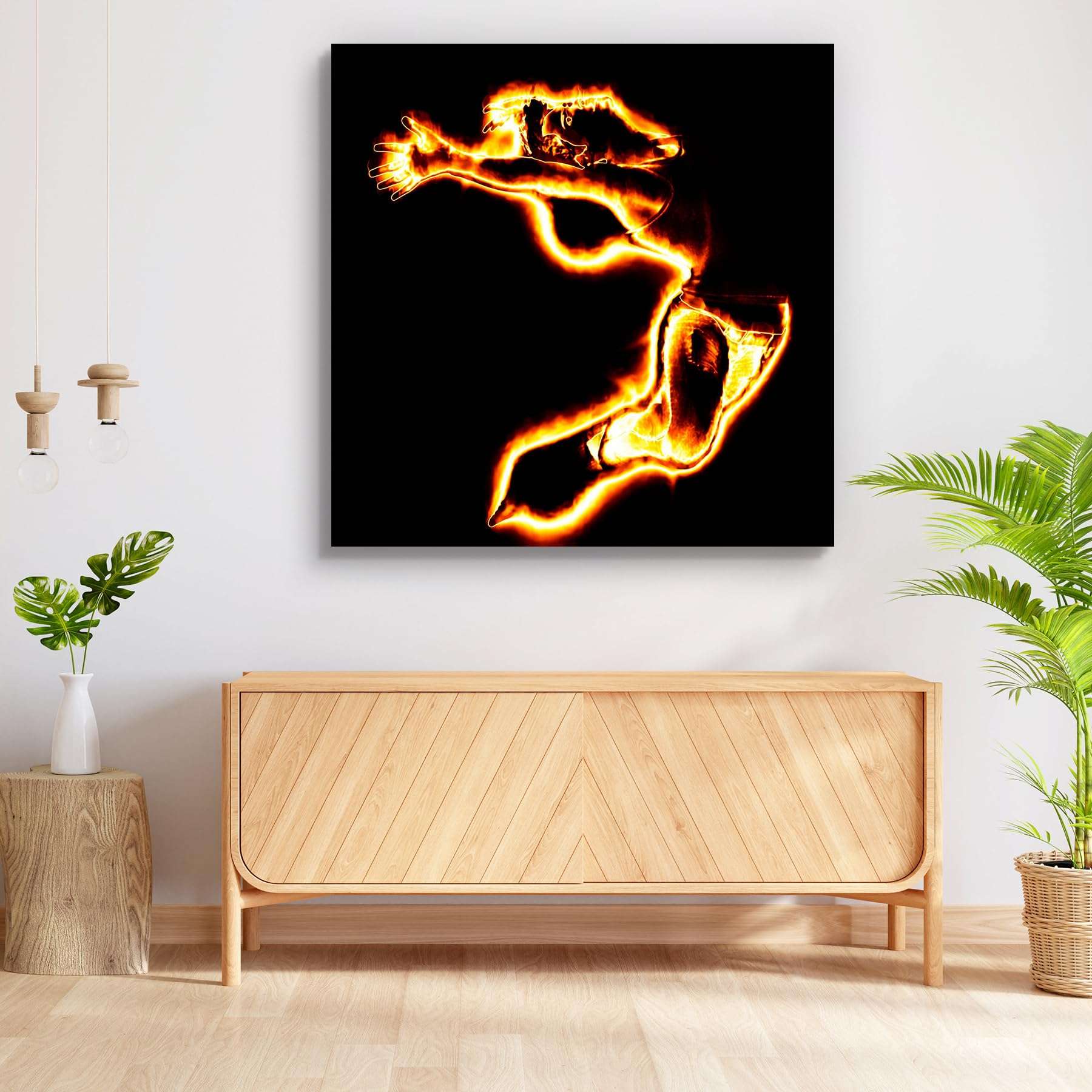 Pitaara Box Fire Dancing | Peel & Stick Vinyl Wall Sticker for Bedroom & Living Room | 16 x 16 inch (41 x 41 cms) 4