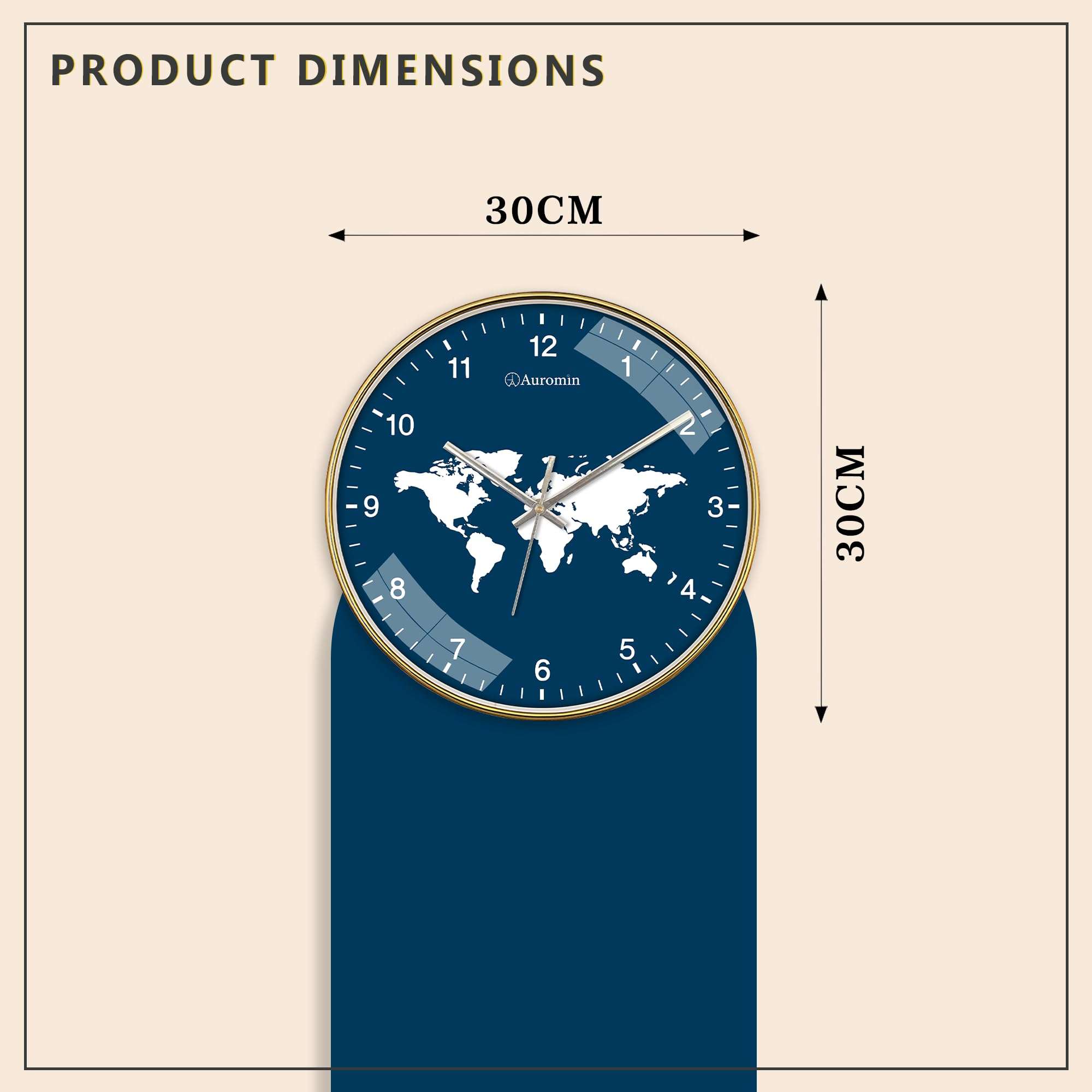 Auromin Designer Wall Watch for Living Room | Fancy Wall Clock for Bedroom Stylish Latest | Watch for Home Wall, Silent Modern Luxury Wall Clocks for Office, Kitchen, Home Décor (World-Blue) 5