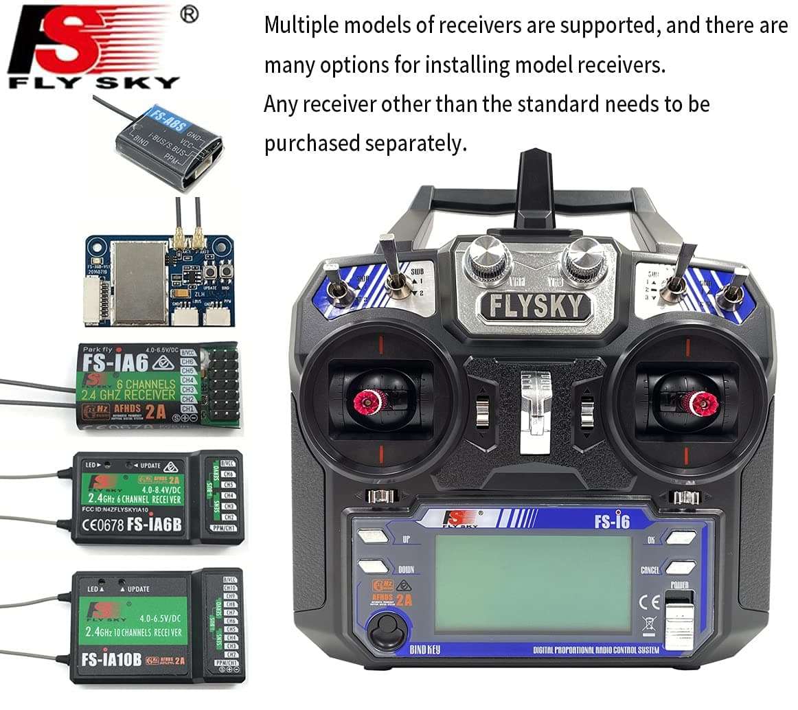 Flysky FS-i6 6CH 2.4GHz AFHDS RC Transmitter w/FS-iA6B Receiver for RC Multirotor Helicopter Airplane Glider Quadcopter (Model_2) 6