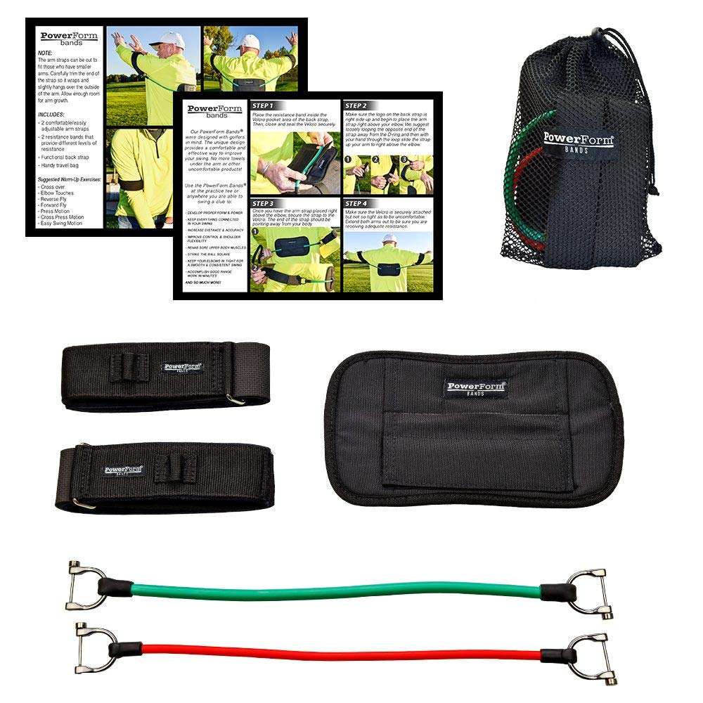 Golf Swing Trainer - Resistance Bands Training Kit to Help Golfers Reinforce Proper Swing Mechanics – Includes 2 Levels of Resistance, 2 Arm Straps, Back Strap, Bag, Instructions (PAR5 - Green, Red) 1