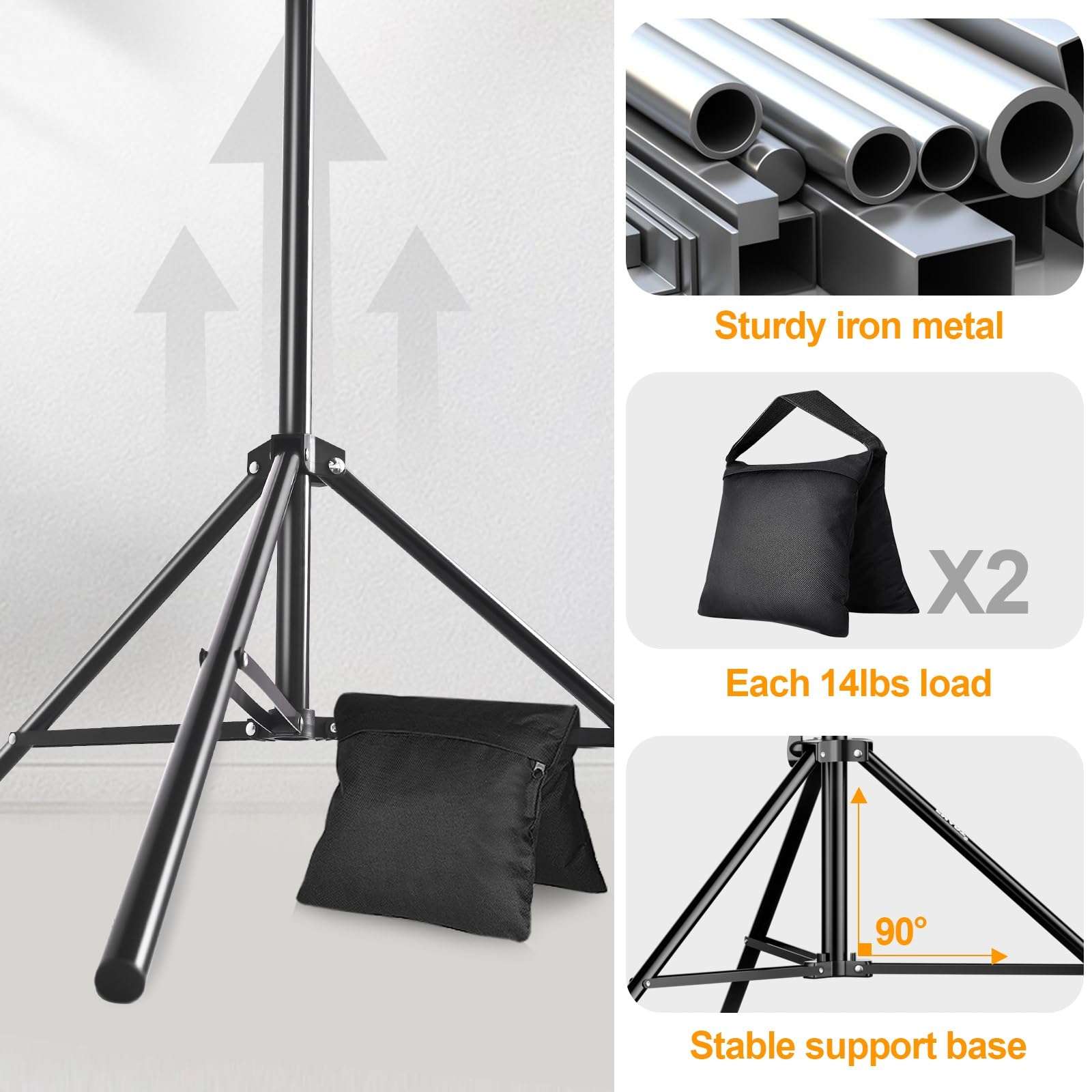 EMART 8.5 x 10 ft Photo Backdrop Stand, Adjustable Photography Muslin Background Support System Stand for Photo Video Studio 4