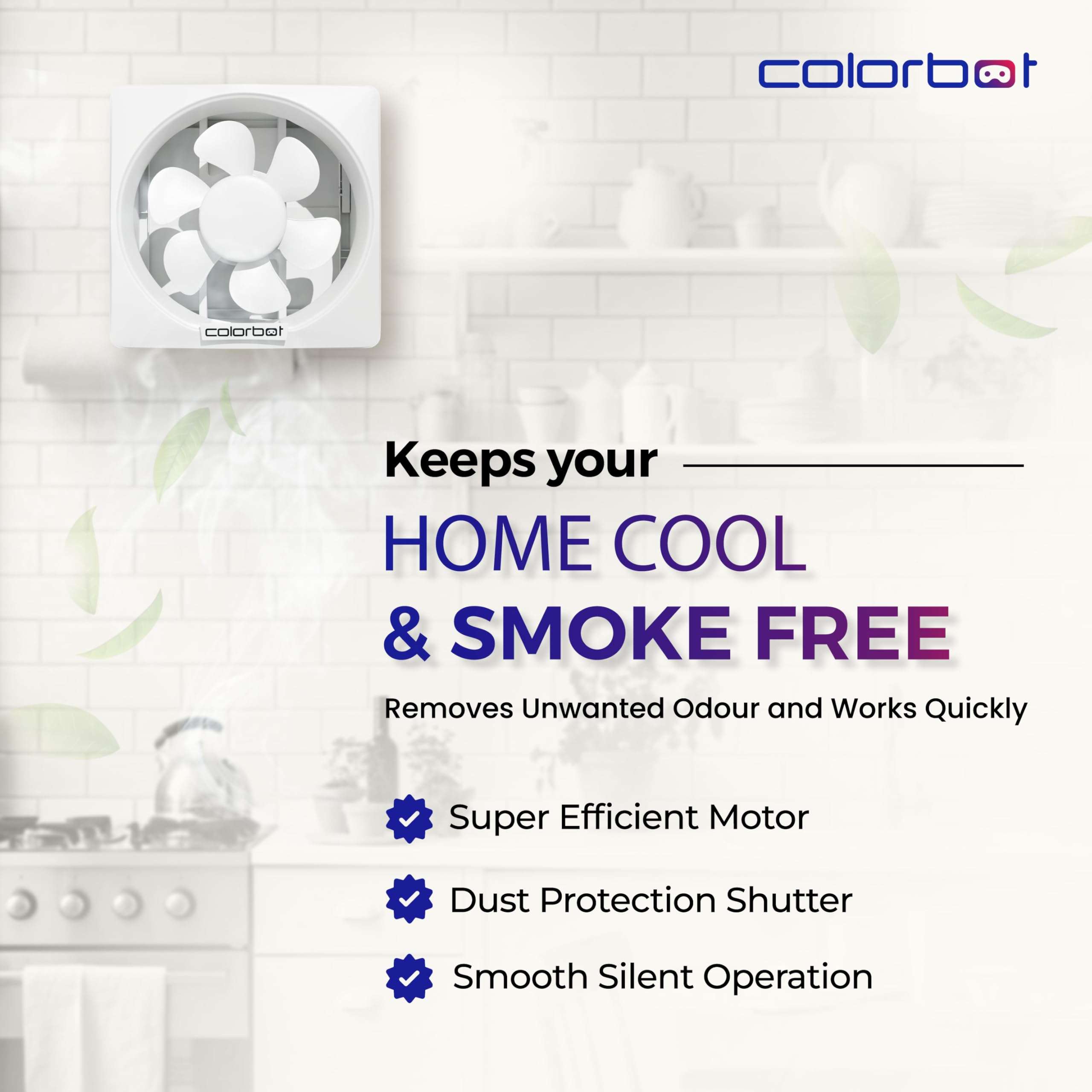 Colorbot Ecoz BLDC Exhaust Fan 250mm (10 inches) for Bathroom, Kitchen | 18W | Installation-Square Cut (285mm) | Low Noise | Easy to Clean | 100% Copper Motor | 3 Years Warranty (Arctic White) 6