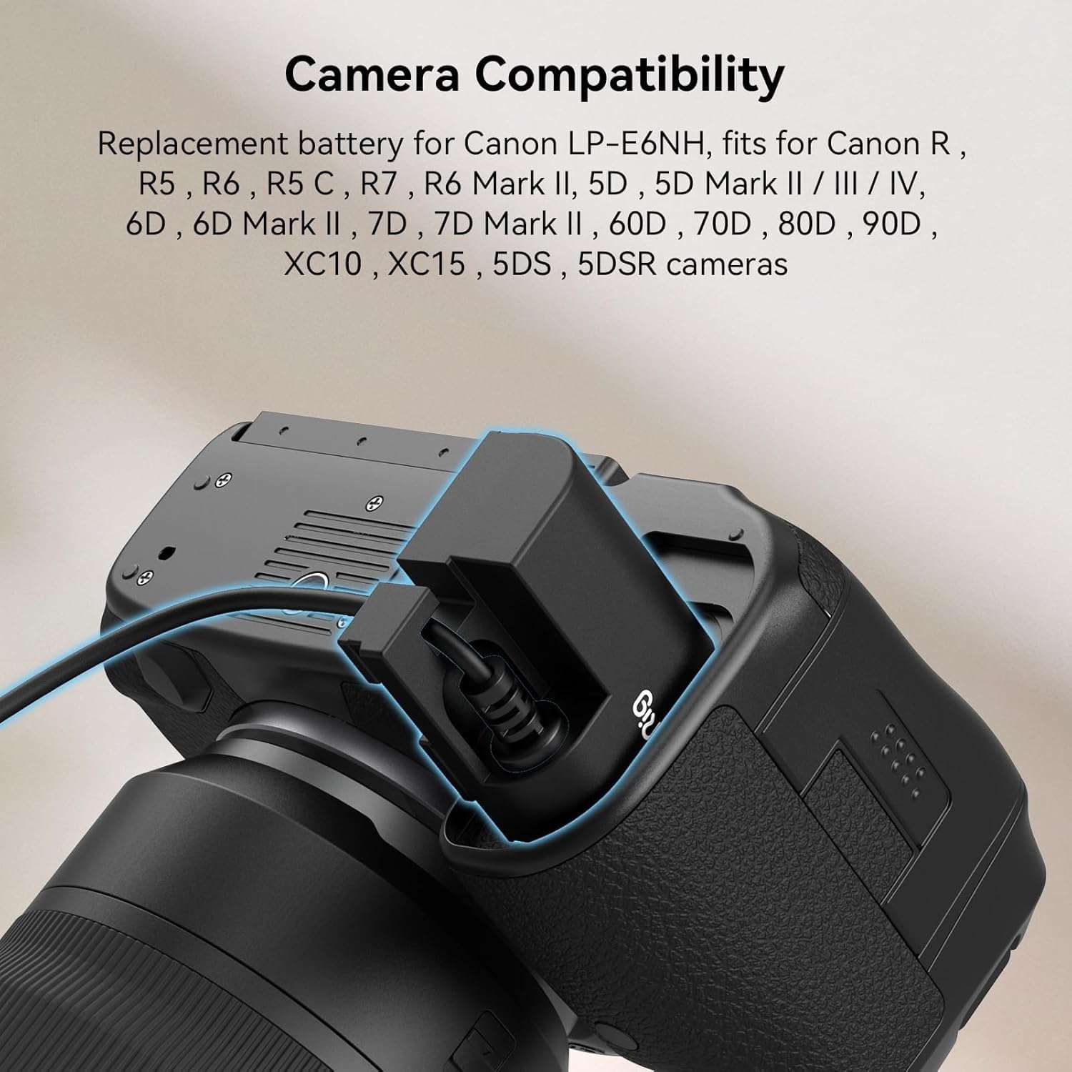 SmallRig LP-E6NH Dummy Battery Power Supply Adapter Kit for Canon R6 Mark III/II, R5, R5 C, R6, R7, R, 5D Mark II/III/IV, 6D, 6DMark II, 7D, 7DMark II, 60D, 60Da, 70D, 80D, 90D, XC10, XC15 Cameras 4