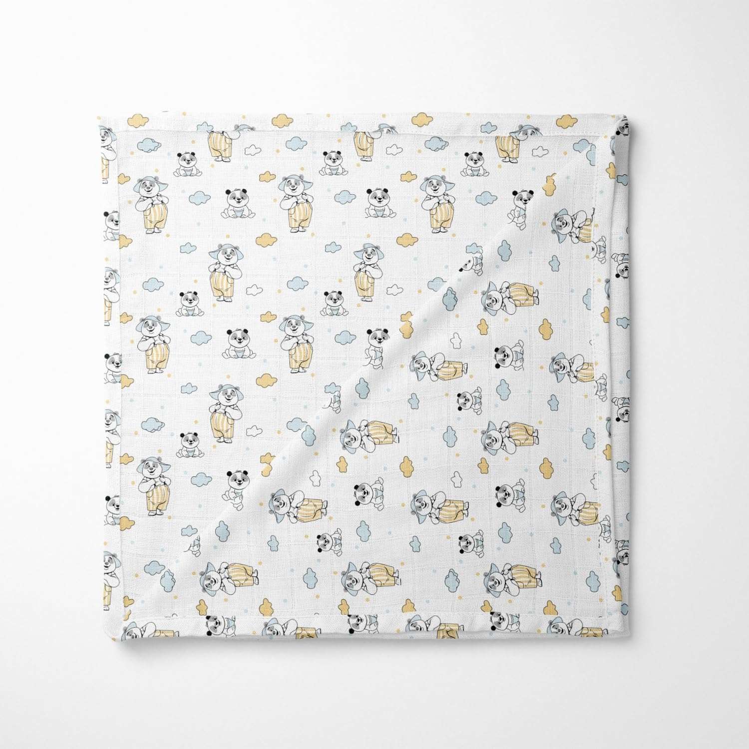 Haus and Kinder Muslin Swaddle Blanket - Set of 1 | Ultra-Soft Newborn Swaddle Wrap | Absorbent Baby Towel & Nursing Cover | Gender-Neutral, Unisex Baby Essentials| Panda Puff, 120cm x 120cm 5