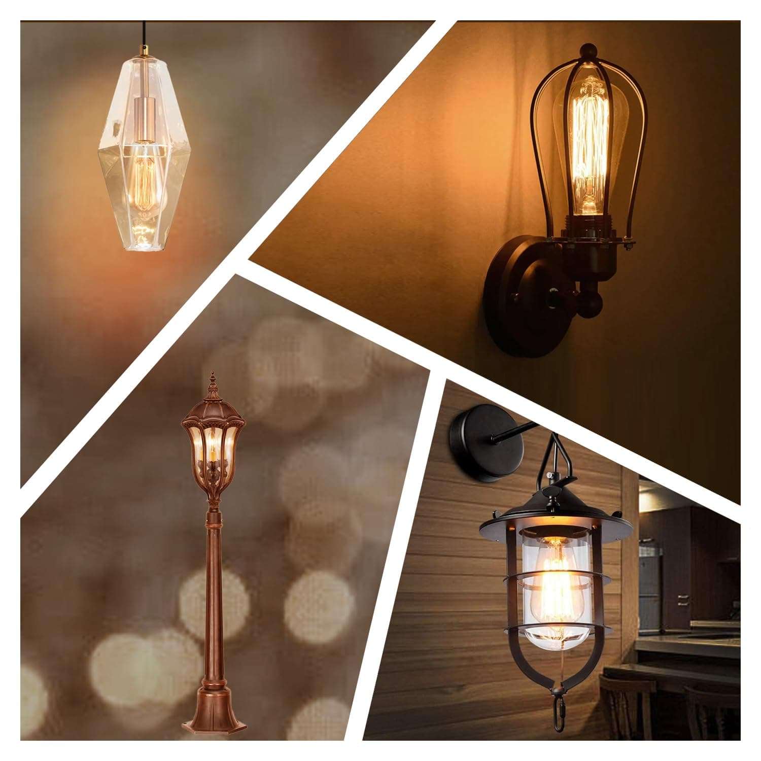 ST58 Vintage Antique Light Bulbs-25W E26 Base 120 Volts Dimmable Edison Light Bulbs,Amber Glass, Warm White 2200K (2 Pack) 5