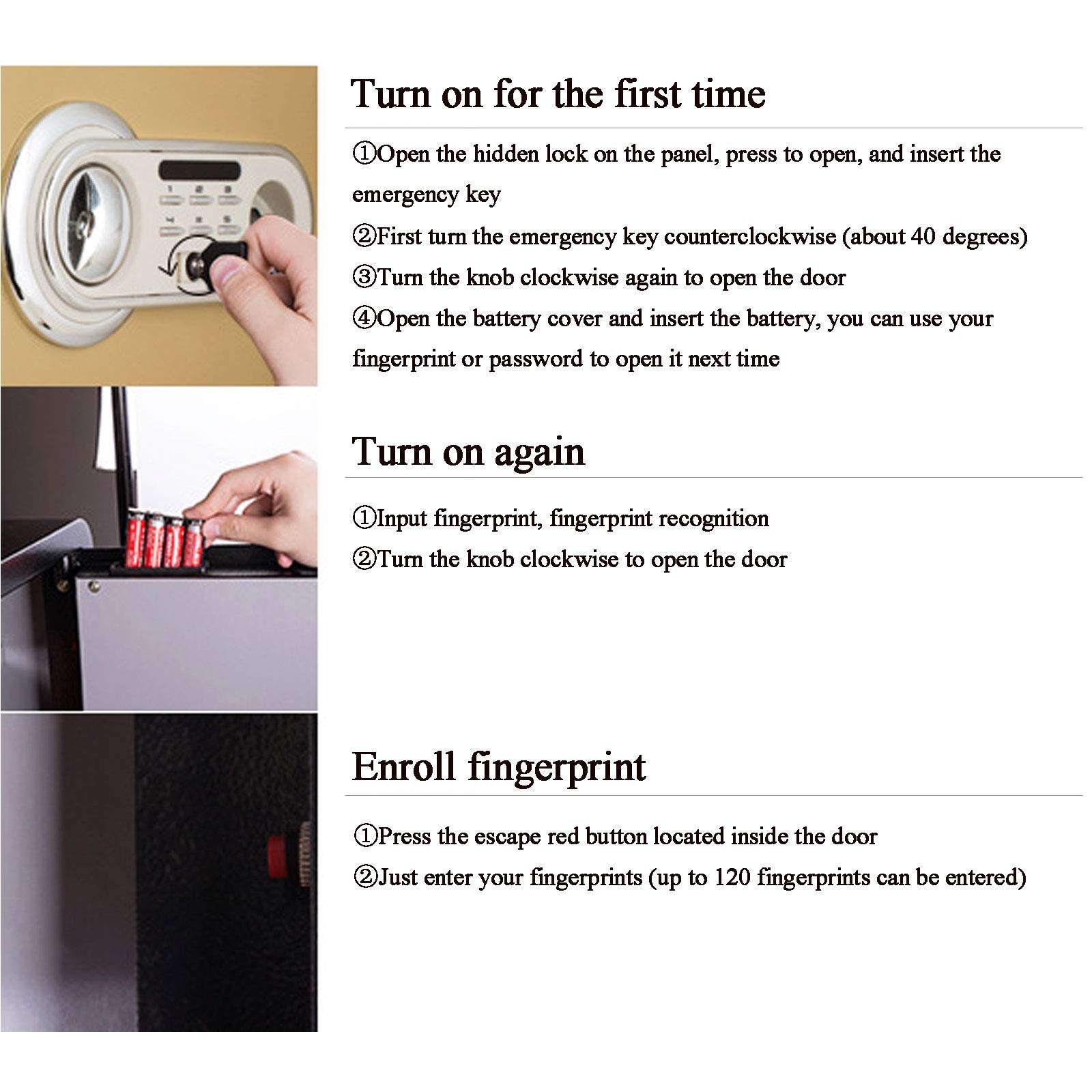 Biometric Fingerprint Safe Digital Electronic Security Safe Box for Home,Office,Hotel, More Storage Space, Built-in Alarm 5
