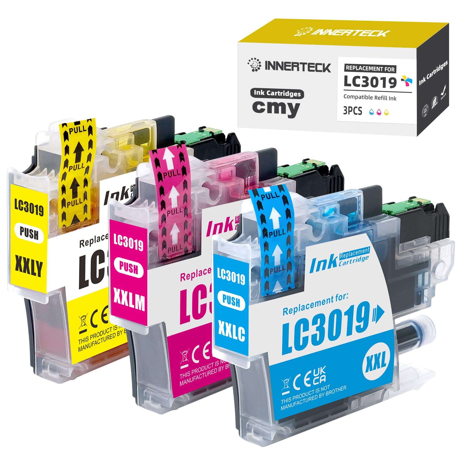 InnerTeck 3 Color Replacement for MFC-J6530DW J6930DW LC3019 XXL LC30193PK Cyan Magenta Yellow High Yield Ink Cartridges Work for Brother MFC-J6530DW MFC-J6930DW MFC-J6730DW MFC-J5330DW Printer 1