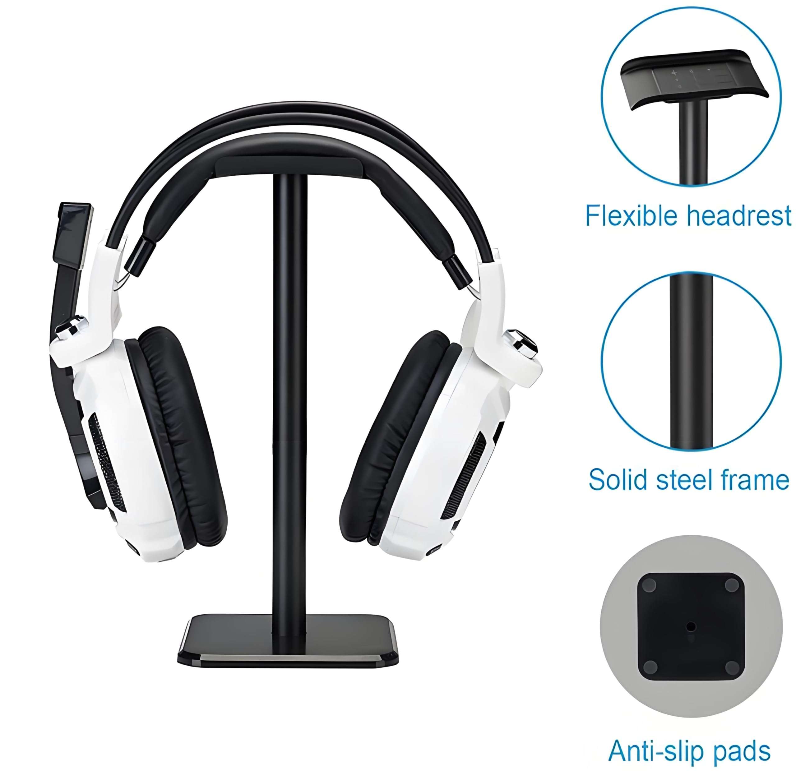 Headphone Stand, Universal Aluminum Metal Holder for AirPods Max, HyperX Cloud II, Xbox One, Turtle Beach, Sennheiser, Sony, Bose, Beats PC Gaming Headset Display & Bluetooth Headphones (Black) 4