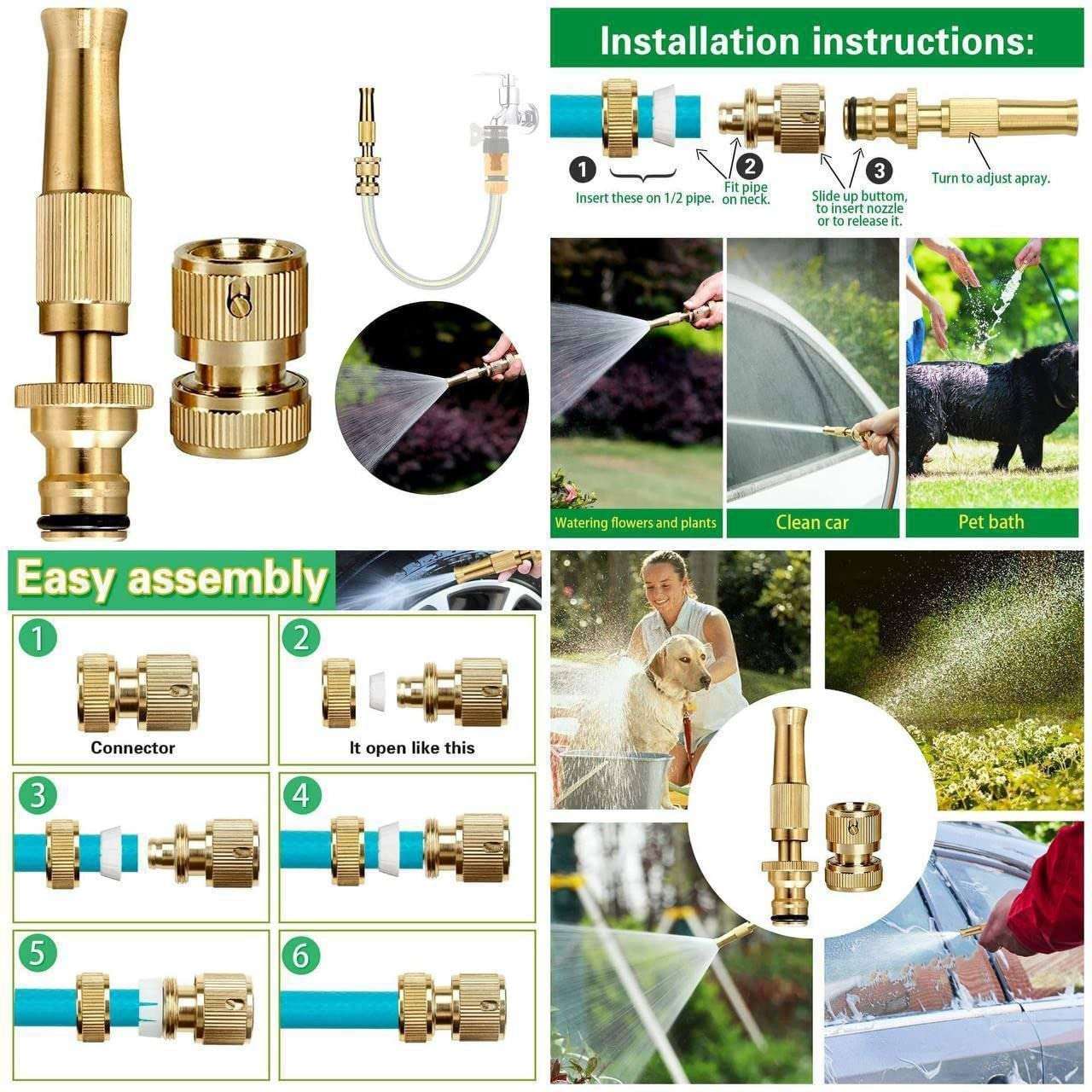 Swadhin Portable High Pressure Washing Water Gun, Adjustable Multifunction Pressure Washer Nozzle Spray Gun Direct Spray Car Wash Water Gun,Black High Pressure Nozzle (Brass nozzle) 5