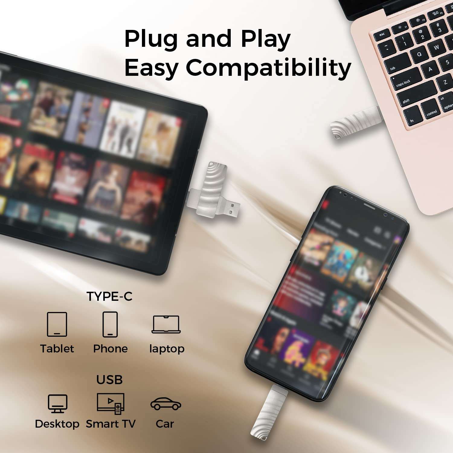 Acclamator USB Flash Drive USB3.1 Type C 2 in 1 Dual Drive Memory Stick High Speed，OTG for Android Smartphone Computer ，for Women Student Office Gift (128GB) 5