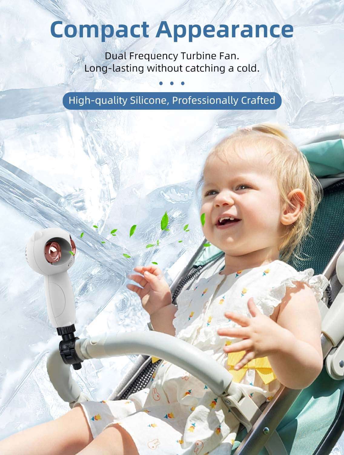 KENSUKA Stroller Fan with Aromatherapy, 360° Adjustable Detachable Universal Clip Fan,6000mAh USB Rechargeable Battery, 3 Wind Speeds, Ideal for Baby Strollers 3