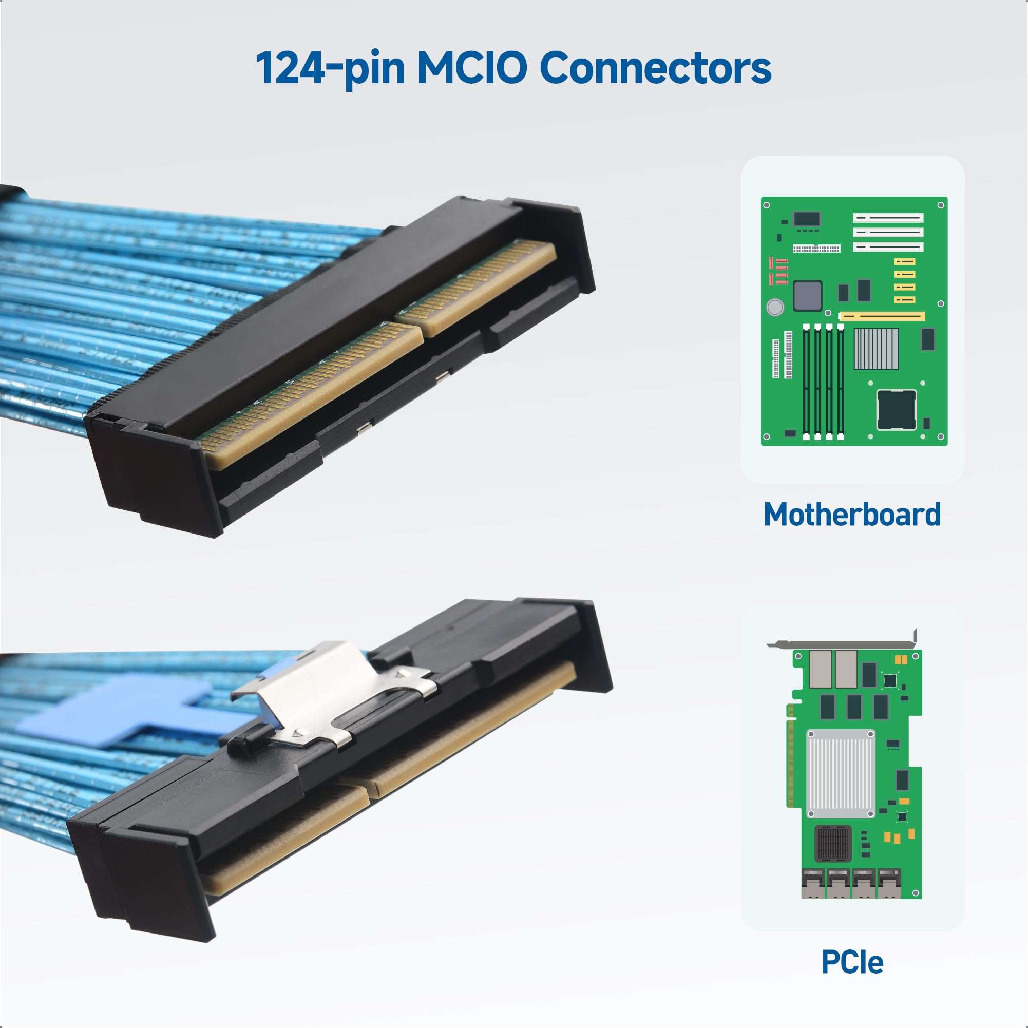 Cable Matters MCIO x20 124-Pin Cable (MCIO Cable) - 2.8 ft / 0.85m, Support PCIe Gen5, SFF-TA-1016 Mini Cooledge IO Cord 5