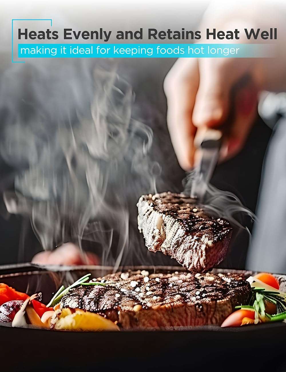 BLACK+DECKER 10.25" Cast Iron Skillet, Pre-Seasoned Frying Pan with Bronze Finish, Polished Interior, Cast Iron Pan Works on All Cooktops Including Induction, Oven & Grill Safe, BDK201BR, Bronze 6