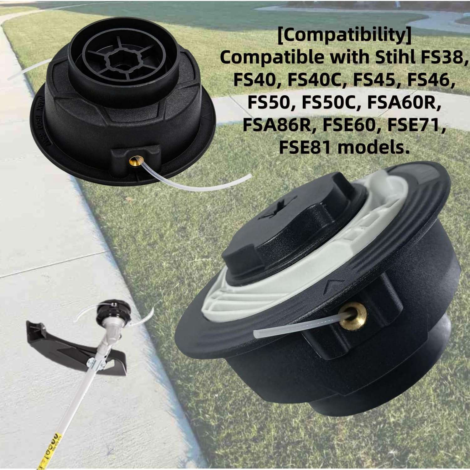 HHLZDHH 3 - Pack C6-2 Trimmer Head for Stihl FS38 FS40 FS40C FS45 FS46 FS50 FS50C FSA60R FSA86R FSE60 FSE71 FSE81 Easy Loading Lawn Mower Garden Tool Accessories 3