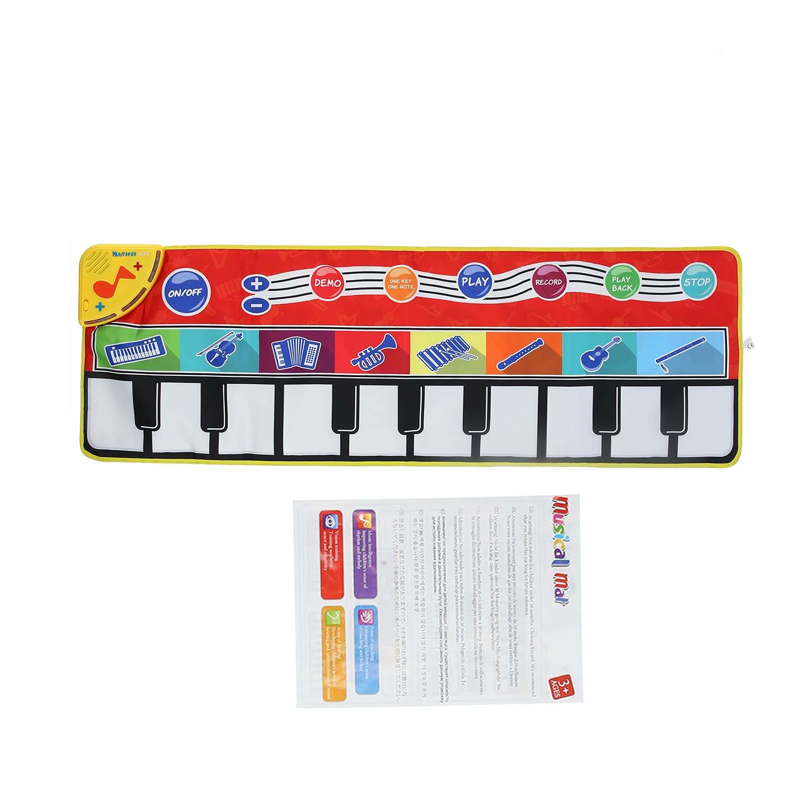 Zerodis Children Musical Keyboard Piano Mat, Electronic Music Play Blanket Dance Floor Mat Early Learning Education Toys for Toddler Boys Girls(110×36cm) 1