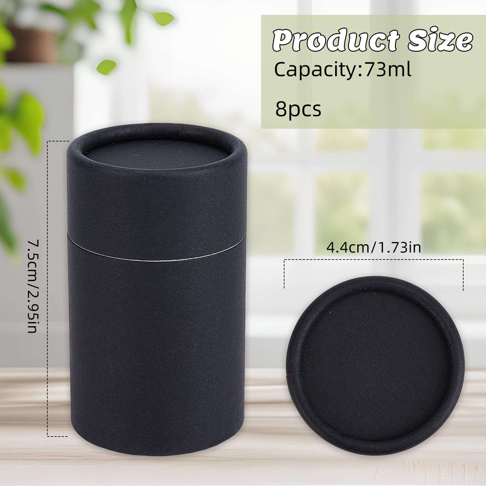 NICENEEDED 8 Pcs Black Paperboard Lip Balm Tubes, 2.5 Oz Refillable Paper Lipstick Tube, Round Cardboard Empty Lip Gloss Container Solid Perfume Tube Cosmetic Box for DIY Lip Gloss Balm 3