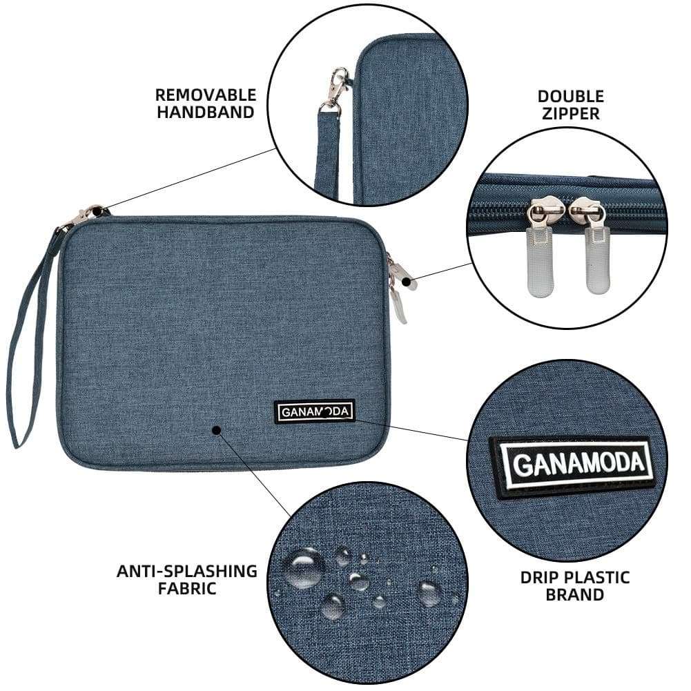 GANAMODA Small Electronic Organizer Travel Cable Bag, Portable Tech Accessories Case for Phone, Cord, Charger, Hard Drives, Gadgets, Navy Blue 4